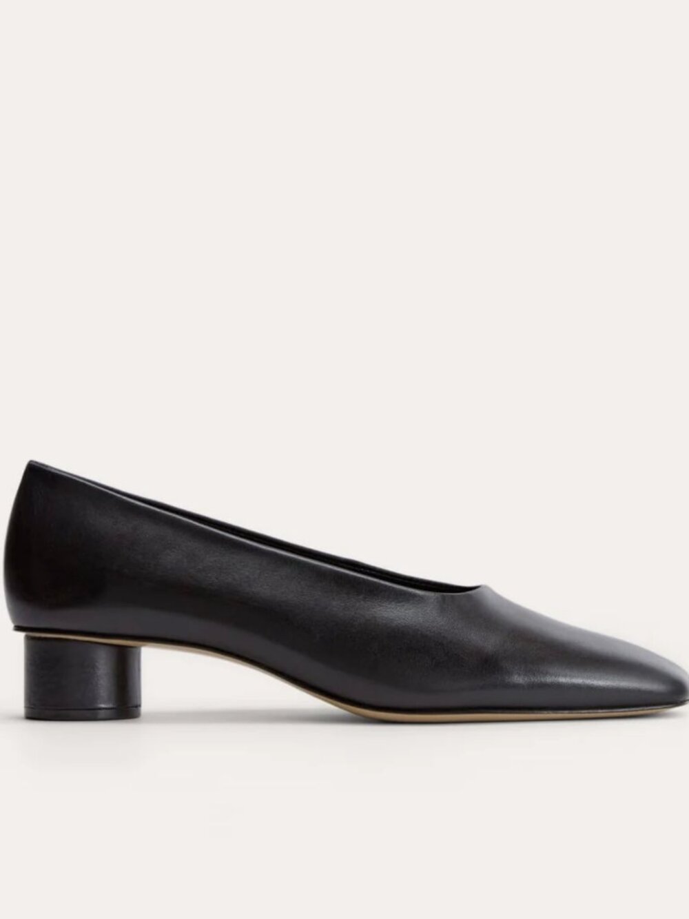 Everlane The Gallery Pump Black Leather Low Heel Square Toe Shoes Womens 10.5 11